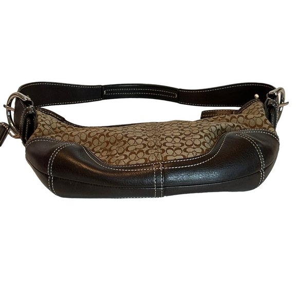 Coach Women's Signature Jacquard Hobo Shoulder Bag No D3J-6351Tan Brown - Picture 5 of 10